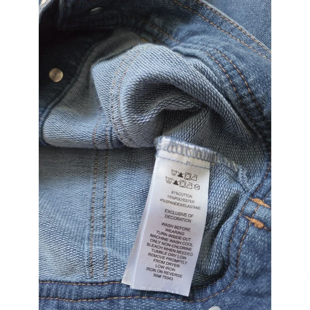 Cynthia Rowley Girls Knit Denim Jacket Blue Button Front Stretch XS 4 EUC